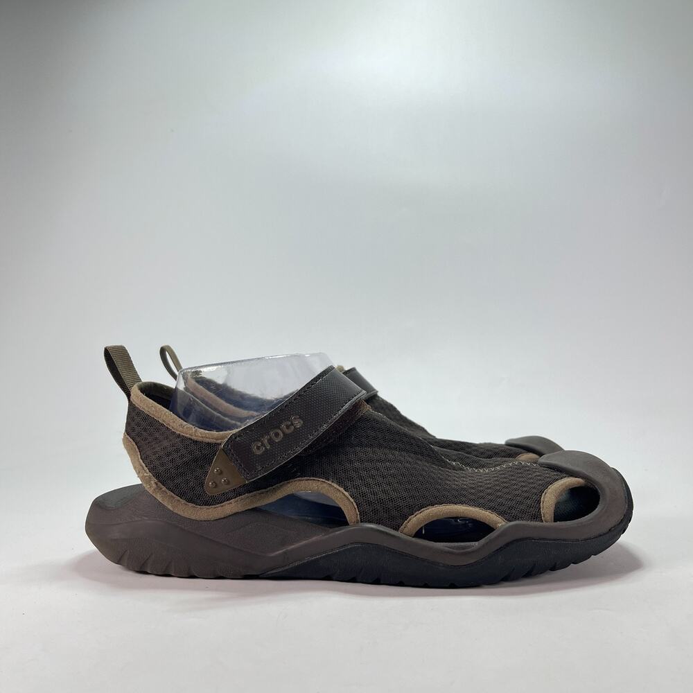 Crocs Swiftwater Mesh Deck Espresso Tan Water Hiking Sandals 205289 Mens Size 11